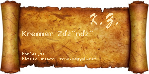 Kremmer Zénó névjegykártya